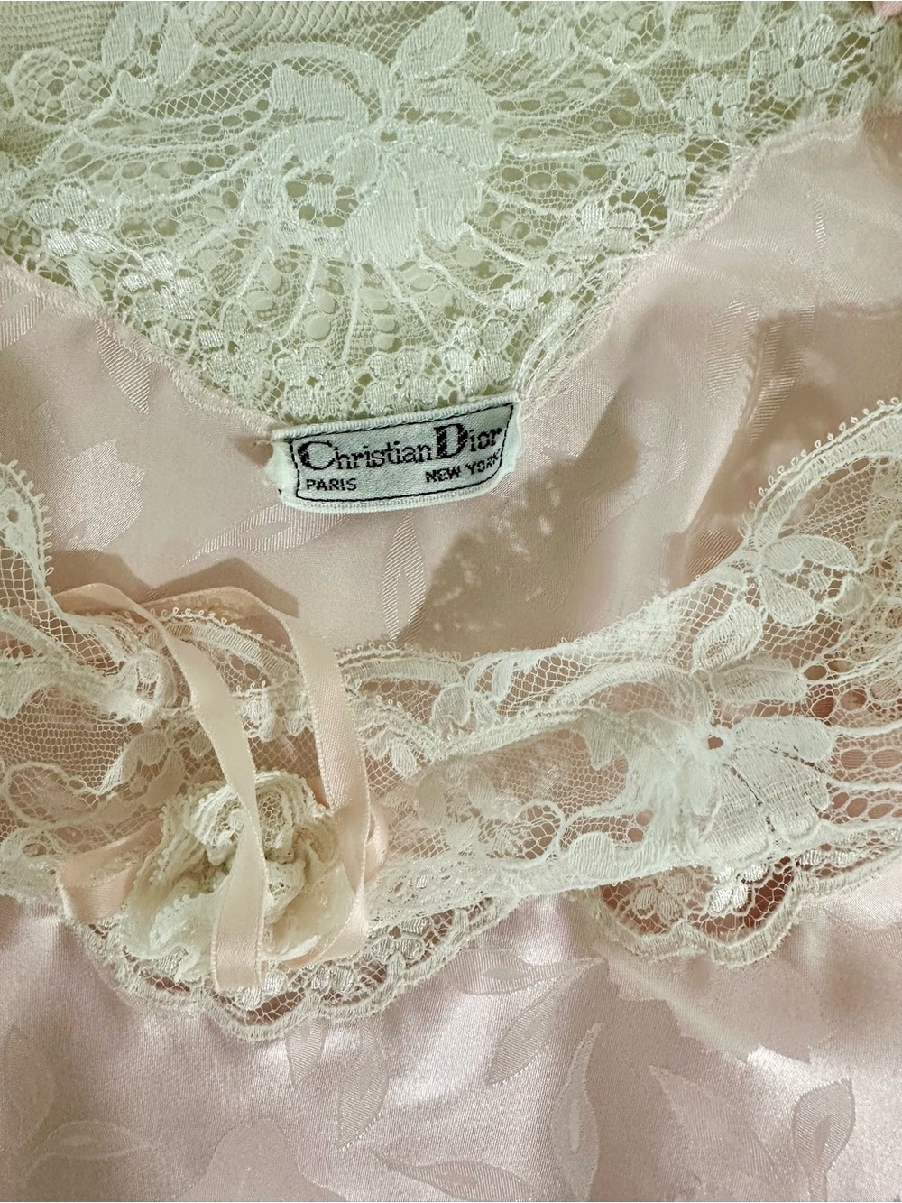 Christian Dior Pink Lace Trim Satin Camisole - Picture 3 of 10